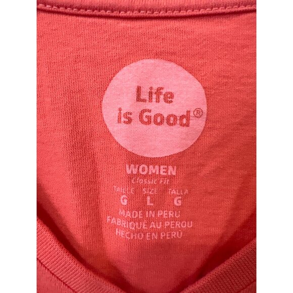 Life Is Good Change Is Good V Neck T Shirt Women L Short Sleeve Orange Essential - Picture 3 of 7